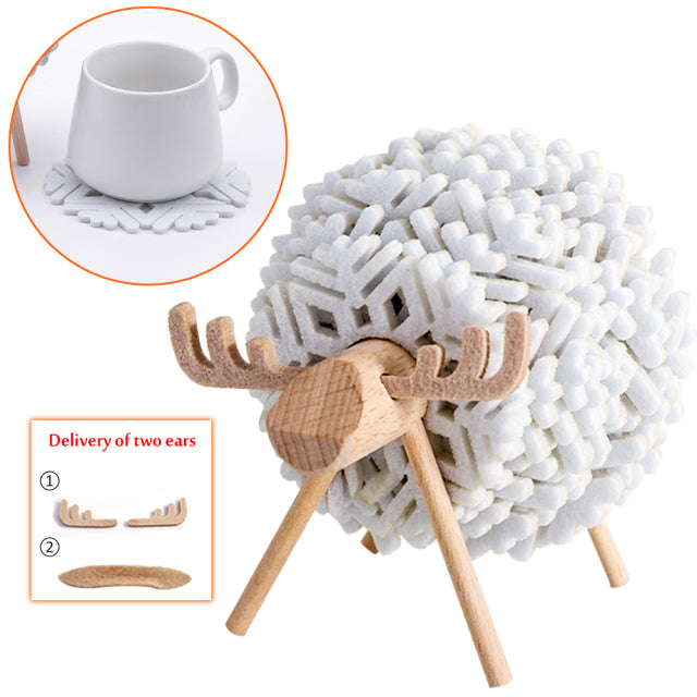 New Sheep Shape Anti Slip Cup Pads Coasters Insulated Round Felt Cup Mats Japan Style Creative Home Office Decor Art Crafts Gift