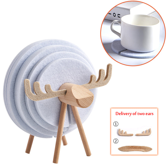 New Sheep Shape Anti Slip Cup Pads Coasters Insulated Round Felt Cup Mats Japan Style Creative Home Office Decor Art Crafts Gift